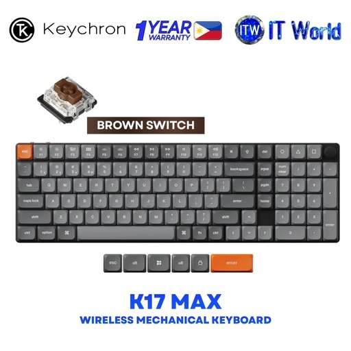 [K17M-A3 BROWN SWITCH] Keychron K17 Max White Backlight Ultra-Slim Wireless Mechanical Keyboard - K17M-A3 Brown Switch