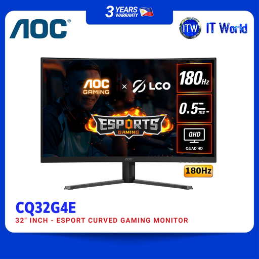 [CQ32G4E 180Hz] AOC Curved Esport Gaming Monitor CQ32G4E 32" 180Hz / 2560×1440 QHD / VA 1500R / 0.5ms | itw