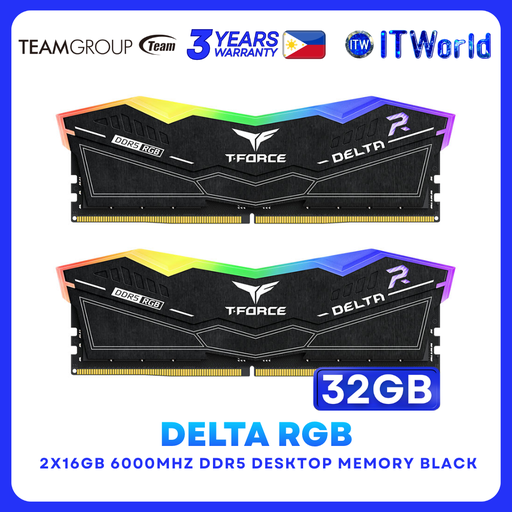 [FF3D532G6000HC38JDC01] Teamgroup DDR5 RAM 32GB(2X16GB) 6000MHz Delta RGB Desktop Memory Black(FF3D532G6000HC38JDC01)