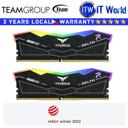 [FF3D532G6000HC38JDC01] Teamgroup DDR5 RAM 32GB(2X16GB) 6000MHz Delta RGB Desktop Memory Black(FF3D532G6000HC38JDC01)