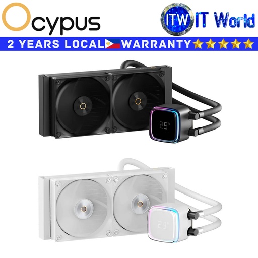 [L24-BK2AAWNN02X-GL] Itw | Ocypus Delta CPU Cooler Fan Lota L24 240MM AIO Liquid with Digital Display (Black | White)