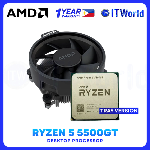 [AMD Ryzen 5 5500GT Tray Type (1Y)] AMD Ryzen 5 5500GT - 6-Core 12-Thread Up to 4.4GHz with Radeon Vega 7 Desktop Processor - Tray Type With Cooling Fan