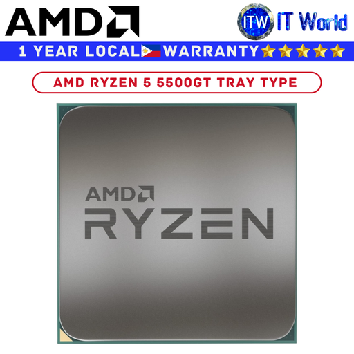 [AMD Ryzen 5 5500GT Tray Type (1Y)] Itw | AMD Ryzen 5 5500GT 6 Cores 12 Threads Desktop Processor (Box | Tray Type)