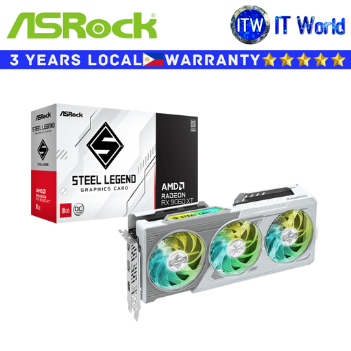 [RX9060XT SL 8GO] AsRock RX9060 XT 8GB OC Steel Legend AMD GDDR6 Radeon Graphic Card (RX9060XT SL 8GO)