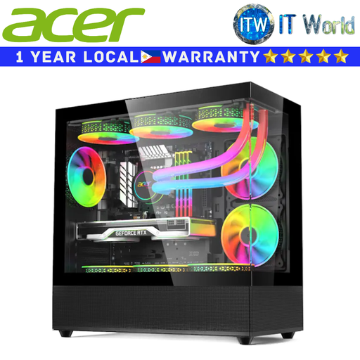 [V920 BLACK] Itw | Acer Computer PC Case V920 M-ATX No Screws Throughout Full View Tempered Glass (Black | White)