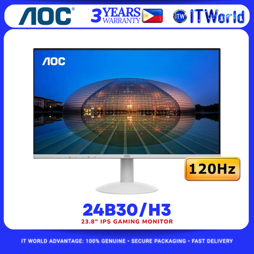 [24B30H3/BW] AOC 24B30H3/BW 23.8″ 1920×1080 FHD IPS 120Hz 1ms Anti-Glare Gaming Monitor itw