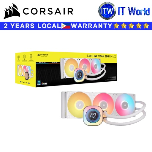 [CS-CW-9061026-WW] Itw | Corsair iCUE Link TITAN RGB AIO 360mm RX LCD Liquid CPU Cooler (White)