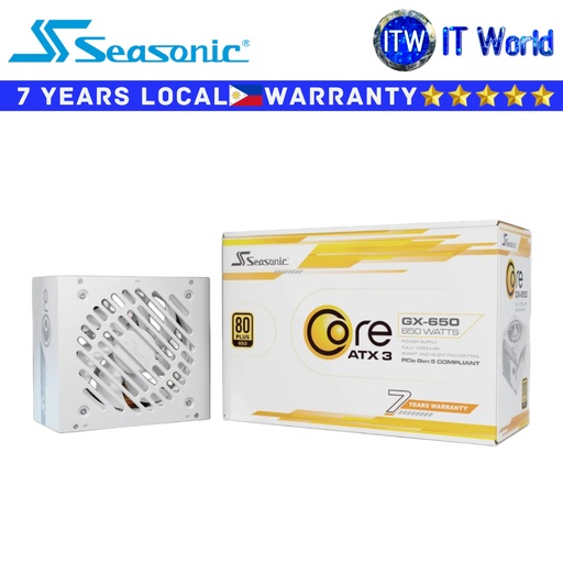 [SRP-CGX651-A5A32SF (White)] Itw | Seasonic PSU 650W Power Supply Unit Core GX-650 White ATX 3.1 80+ Gold (SRP-CGX651-A5A32SF(White))