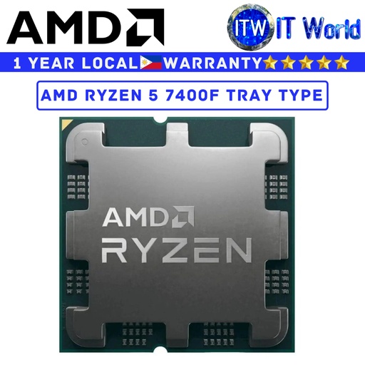 [AMD Ryzen 5 7400F Tray Type (1Y)] Itw | AMD Ryzen 5 7400F 6 Cores 12 Threads Desktop Processor