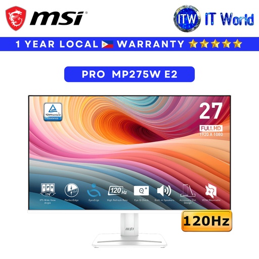 [PRO MP275W E2] Itw | MSI Business & Productivity Monitor PRO MP275W E2 27" 1920x1080 FHD /120Hz/1ms MPRT, 4ms GTG