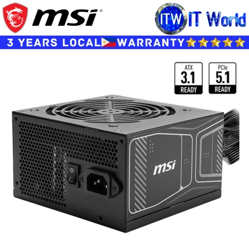 [MAG A850GN PCIE5] Itw | MSI PSU 850W Power Supply Unit MAG A850GN PCIE5 ATX 3.1 80+ Gold Non-Modular Active PFC