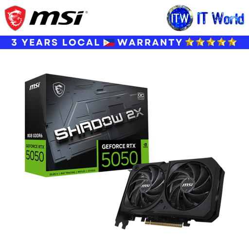 [GEFORCE RTX 5050 8G SHADOW 2X OC] MSI NVIDIA GeForce 8GB GDDR6 RTX 5050 8G SHADOW 2X OC Graphics Card
