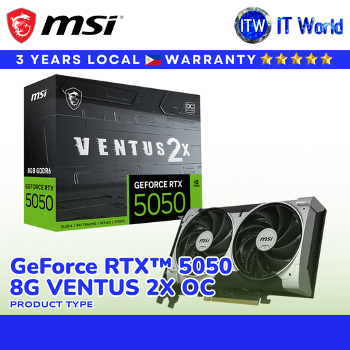 [GEFORCE RTX 5050 8G VENTUS 2X OC] MSI Graphics Card GeForce RTX 5050 Ventus 2X OC 8GB | 8GB GDDR6 / 128-bit / PCIe 5.0 / DLSS 3 | itw
