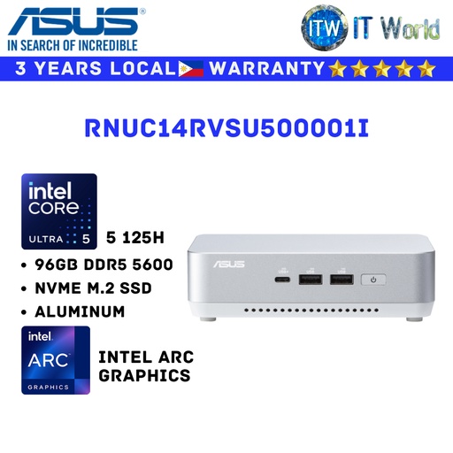 [RNUC14RVSU500001I] Itw | Asus Mini PC All in One Desktop PC NUC 14 Pro+ Mini Slim PC Kit RNUC14RVSU500001I
