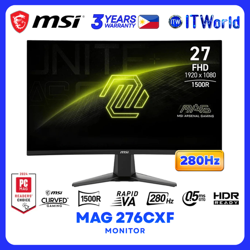 [MAG 276CXF] MSI MAG 276CXF - 27" 1920x1080 FHD / 280Hz / Rapid VA / 0.5ms GTG / 1500R Curved Gaming Monitor