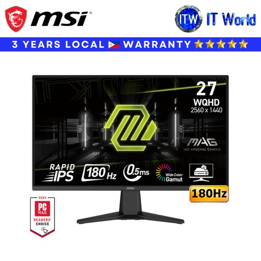 [MAG 275QF] MSI Gaming Monitor MAG 275QF 27" 2560x1440 WQHD/180Hz/Rapid IPS/0.5ms GTG, Min./Anti-Glare