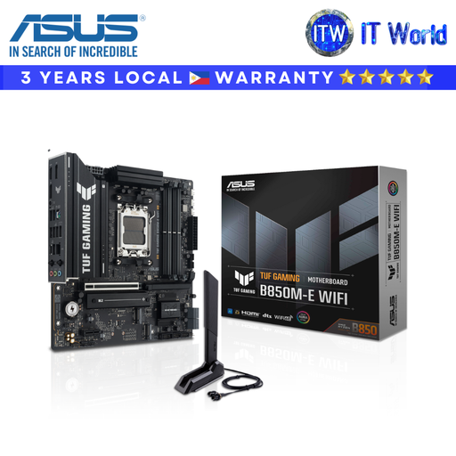 [TUF GAMING B850M-E WIFI] Asus Motherboard TUF GAMING B850M-E WIFI DDR5 AM5 PCIe 5.0 WiFi 6E USB-C mATX | itw