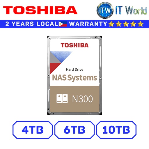 [TOSHIBA NAS N300 6TB] Itw | Toshiba Hard Drive HDD N300 NAS 3.5" SATA 6.0Gbit/s Internal (4TB | 6TB | 10TB)