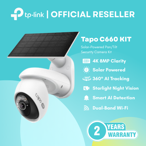 [Tapo C660 KIT] TP-Link Outdoor Camera Tapo C660 KIT 4K /Solar-Powered /AI Tracking /NightVision /Pan-Tilt