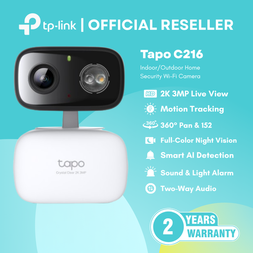 [Tapo C216] Itw | TP-Link Tapo C216 Indoor & Outdoor Wi-Fi Camera 2K 3MP /Color Night Vision /AI Detection