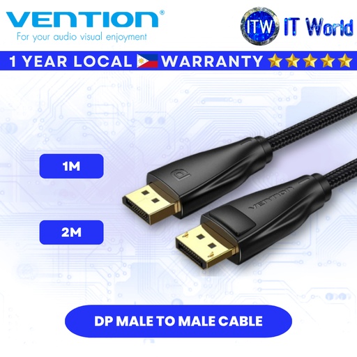 [HCCBH] Itw | Vention 8K Gaming DisplayPort HDMI 2.1 Cable Dyanmic HDR Support Male to Male Cable (1M | 2M)