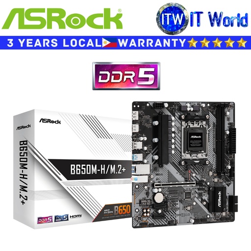 [ASROCK B650M-H/M.2] Itw | AsRock Motherboard B650M-H/M.2+ Micro-ATX AM5 socket DDR5