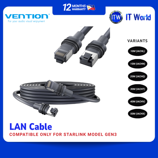 Vention LAN Cable Compatible only for Starlink Model GEN3 (10M | 15M | 20M | 30M | 40M | 50M) | itw