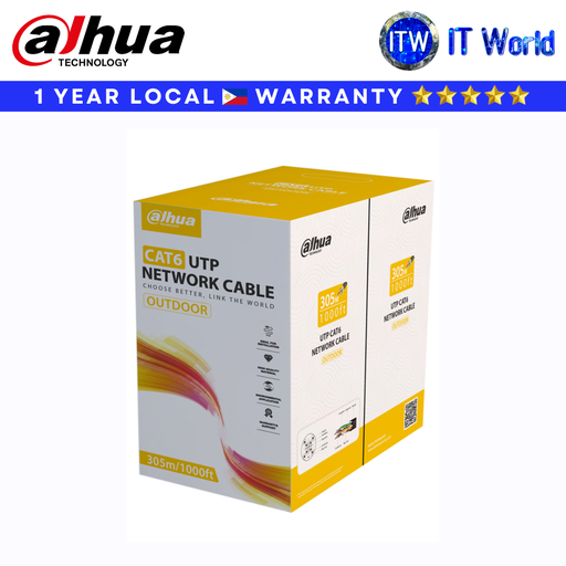 [DH-PFM920-6UN] Itw | Dahua 305m Outdoor U/UTP CAT6 Network Cable – Black PE Sheath (DH-PFM920-6UN)