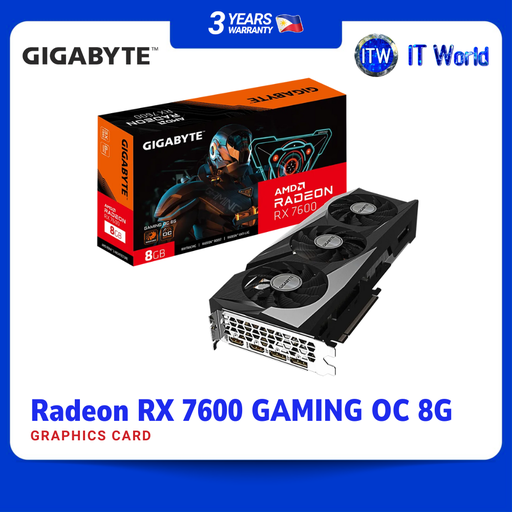 [GV-R76GAMING-OC-8GD] Gigabyte Radeon RX 7600 GAMING OC 8G Graphics Card 8GB GDDR6 PCIe 4.0 Triple Fan