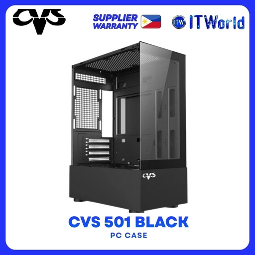 CVS 501 microATX Front and Side Tempered Glass Panel Gaming PC Case - Black | White