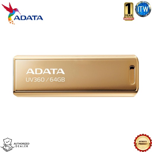 [AUV360-64G-RGD] Adata UV360 - 64GB USB 3.2 Gen 1 Flash Drive Gold (AUV360-64G-RGD)