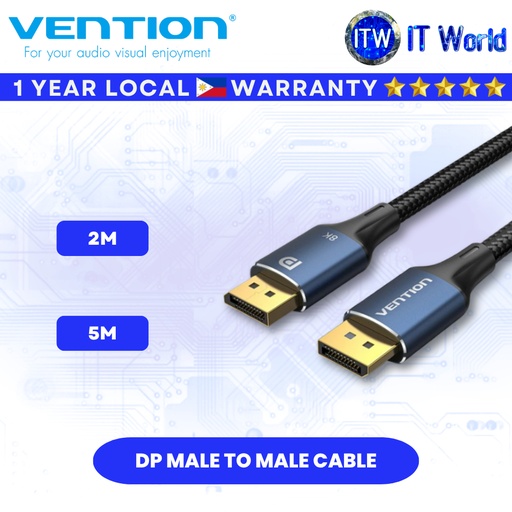 [HCELJ] Itw | Vention 8K Gaming DisplayPort 1.4 HD Cable Dyanmic HDR Support Male to Male Cable (2M | 5M)