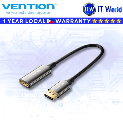 [HFNBC] Itw | Vention Cotton Braided DP Male to HDMI Female 8K Converter 0.25M Black Zinc Alloy Type