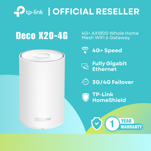 [Deco X20-4G(1-pack)] TP-Link Deco X20-4G | 4G+ AX1800 Whole Home Mesh WiFi 6 Gateway | itw