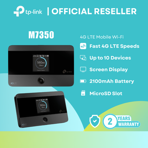 [M7350] TP-Link MiFi M7350 V9 - 4G LTE Mobile WiFi / 150 Mbps / Screen Display / USB-C / microSD Slot | itw