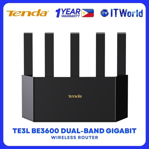 [TE3L] Tenda TE3L BE3600 Dual-Band Gigabit 5-Antennas Wi-Fi 7 Wireless Router itw