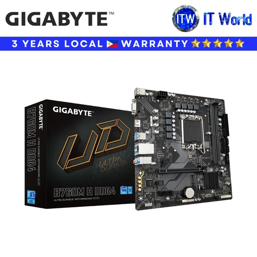 [GA-B760M-H-DDR4] Gigabyte Motherboard B760M H DDR4 LGA1700 /PCIe 4.0 /USB 3.2 Gen1 /mATX (GA-B760M-H-DDR4) | itw