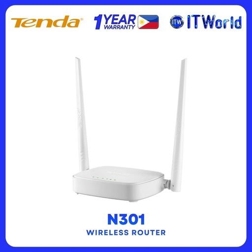 [N301] Tenda N301 Wireless N300 Wi-Fi 4 300Mbps Dual Antenna Router