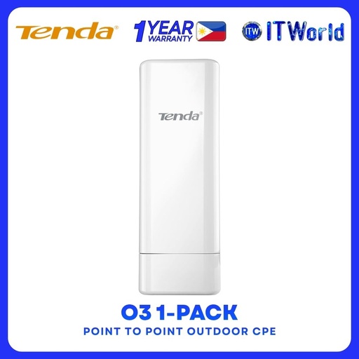 [O3] Tenda O3 5km 2.4Ghz 150Mbps 12dBi PoE IP65 Point to Point Outdoor CPE - 1 Pack
