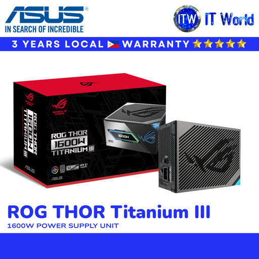 [ROG-THOR-1600T3-GAMING] ASUS ROG Thor 1600W Titanium III Power Supply – Fully Modular / 80+ Titanium / RGB | itw