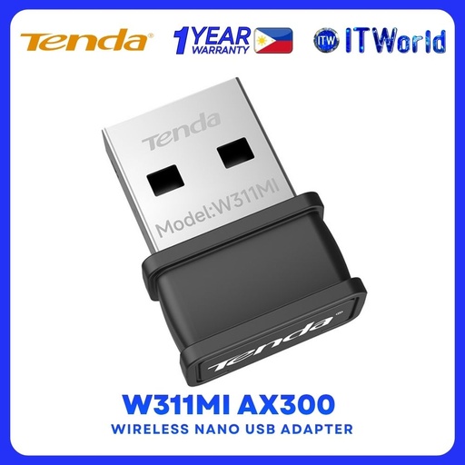 [W311MI] Tenda W311MI AX300 Wi-Fi 6 USB 2.0 Plug & Play Internal Antenna Wireless Nano USB Adapter