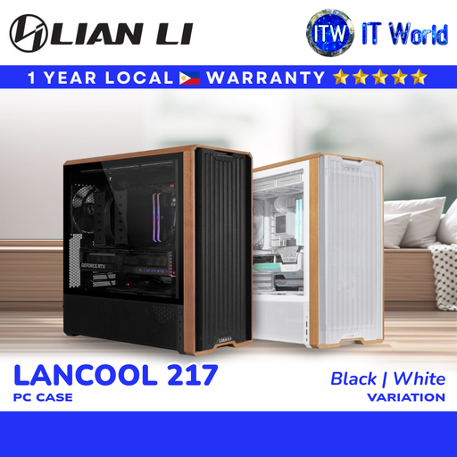 Lian Li PC Case LANCOOL 217 Mid Tower E-ATX Dual PSU 5 Fans (Black / White)