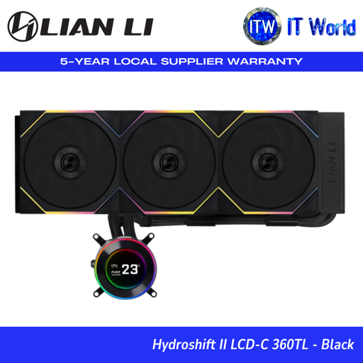 Lian Li Liquid Cooler HydroShift II LCD-C 360TL ARGB | 2.1" IPS LCD | Slim 360mm Radiator | Black / White | itw