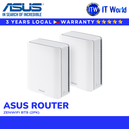 [ASUS ROUTER ZENWIFI BT8 (2PK)] ASUS ZenWiFi BT8 (2PK) / WiFi 7 Tri-Band Router Up to 11Gbps / AiMesh, 2.5G Ports | itw