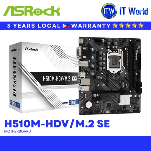 [ASROCK H510M-HDV/M.2 SE] AsRock Motherboard H510M-HDV/M.2 SE | LGA1200 | DDR4 | PCIe 4.0 | M.2 | HDMI/DVI-D | Micro ATX | itw