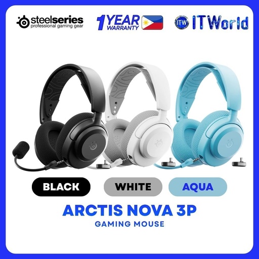 Steelseries Nova 3P On-Ear Noise Cancelling Wireless Gaming Headset - Black | White | Aqua