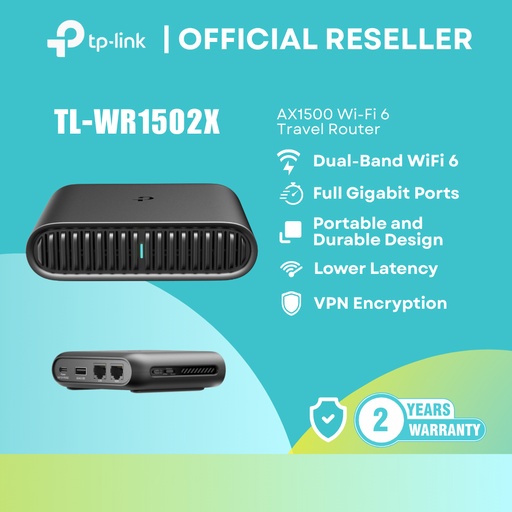 [TL-WR1502X] TP-Link TL-WR1502X AX1500 Travel Router / Wi-Fi 6 / Dual-Band / VPN Ready | itw