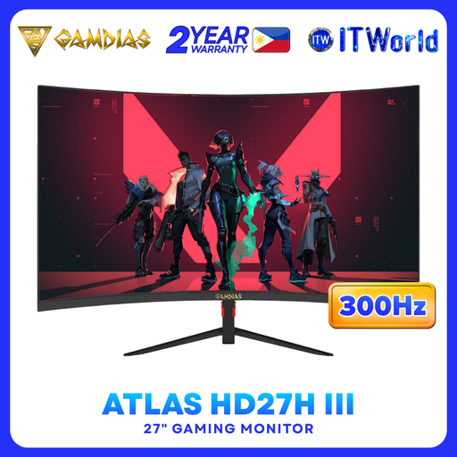 [HD27H III 300Hz Curved] Gamdias Atlas HD27H III 27” 1920x1080 FHD, 300Hz, Fast VA Curved Gaming Monitor