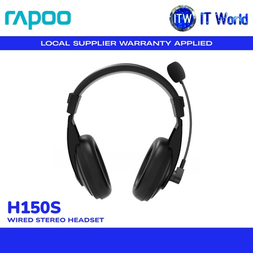 [H150S wired headset] Rapoo H150S Wired Stereo Headset | USB Plug & Play / Noise Reduction Mic / In-line Volume | itw