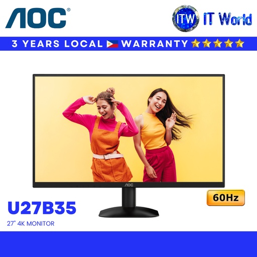 [U27B35] AOC Monitor U27B35 27" 4K UHD - IPS / 125% sRGB / HDR10 / Delta E<2 / Tilt Adjustable | itw
